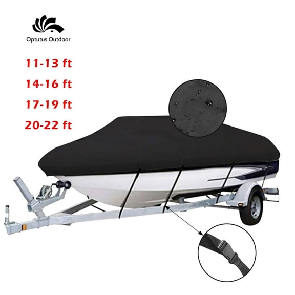20-22 ft V-Shaped Boat Cover, Heavy-Duty 210D Oxford Waterproof Cover - Comes with 4 Sandbags 4 Separate Ropes