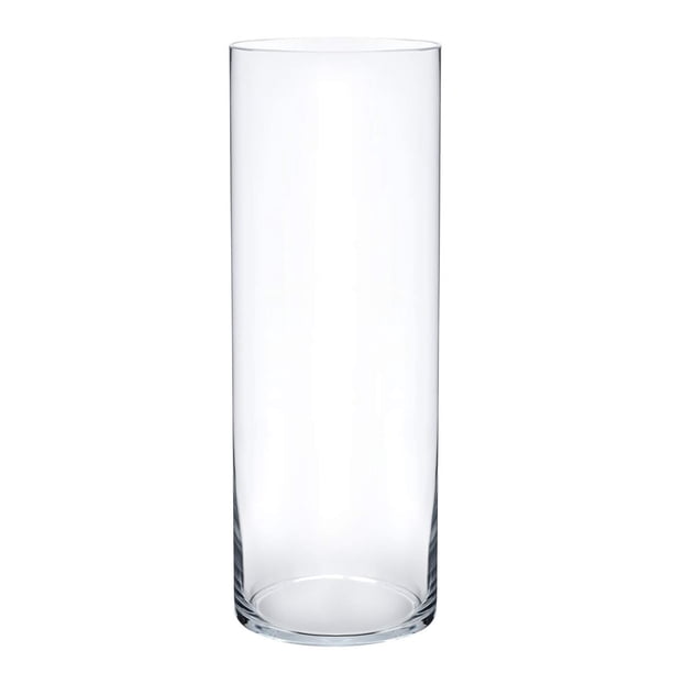 Jarrón de cristal con forma de flor Royal Imports, cilíndrico, 10 x 30 cm, transparente