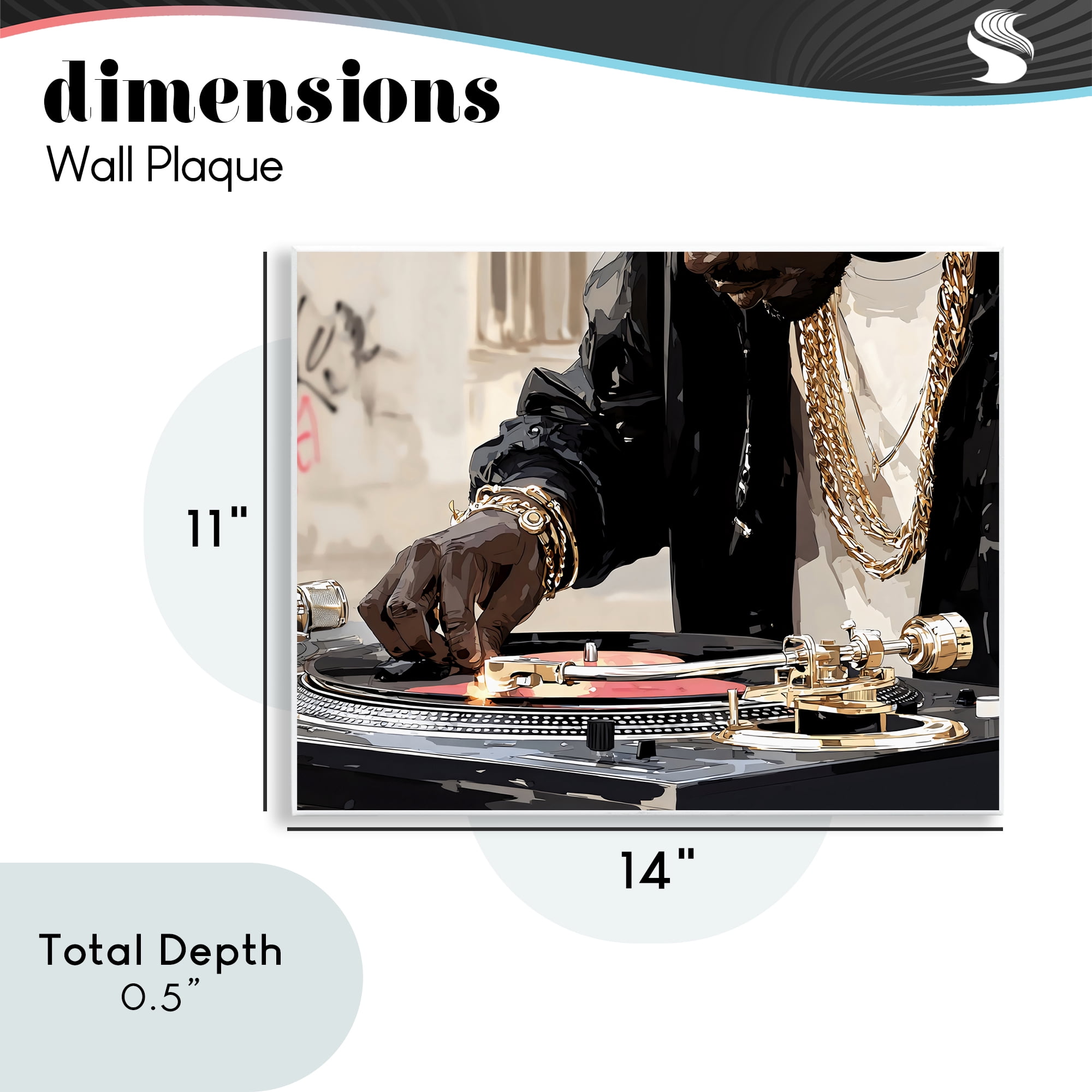 Stupell Industries Golden Touch on DJ's Turntable Wall Plaque Art, design by Franklyn Gregory
