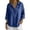 a-160Blue62, variant on Womens Solid Color Collared Three Quarter Sleeve Henley Shirt With Partial Button Placket Relaxed Fit Lightweight For Casual Daily Wear Office Outings Cozy Top
