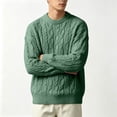 thumbnail image 7 of Leidass Mens Cable Knit Crewneck Sweater Long Sleeve Pullover Ribbed Cuffs Hem Regular Fit Fall Winter Casual Knitwear Green L, 7 of 7