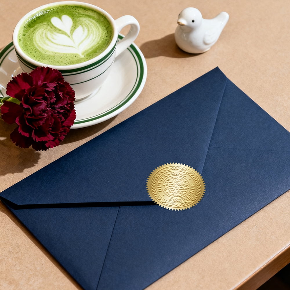 Stainless Steel Seal Embosser Hand-Held Embossing Stamp for Books Envelopes Napkins Golden Floral 42mm