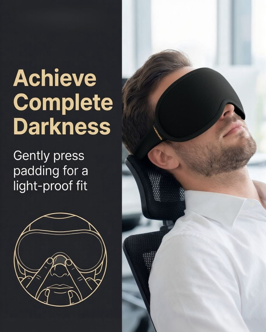 Weighted Sleep Mask for Light Sleepers, 3D Blackout Eye Mask for Deep Night Sleep and Light Blocking