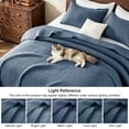 thumbnail image 5 of Exclusivo Mezcla Full Queen Quilt Bedding Set, Stripe Stitching Navy Quilts Queen Size for All Seasons, Soft Lightweight Microfiber Bedspreads Coverlets Bed Cover, 90"x96", 5 of 6