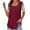 Red, variant on Lolmot Womens Tops Sexy Square Neck Lace Mesh Patchwork Classic Solid Color T-Shirt Lace Short Sleeve Loose Fitted Summer Pullover Tees Blouse
