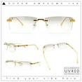 thumbnail image 2 of Luxury Beveled Lens Rich Art Retro Rimless Gangster Narrow Rectangle Sunglasses Gold - Clear Mirror, 2 of 8