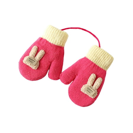 

Canis Newborn Baby Winter Warm Soft Thick Gloves Fleece Lined Cute Cartoon Knit Glove