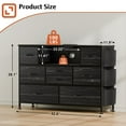 thumbnail image 6 of Laintene 8 Drawer Dresser for bedroom, Black Dresser with Power Outlets LED Lights, Fabric Chest of Drawers with Side Pocket, TV Stand for up to 50" TV, 6 of 6