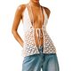 thumbnail image 2 of VISgogo - Camiseta sin mangas de punto para mujer, color sólido, sin mangas, con parte delantera abierta, ahuecada VISgogo moda, 2 of 6