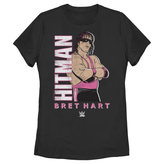 Women's WWE Hitman Bret Hart Graphic Tee Black X Large