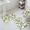 thumbnail image 3 of Yellow Lemon Flower Bathroom Rugs Set Vintage Watercolor Lemon Tree Blue White Floral Leaf Non Slip Absorbent Bath Mats 3 Piece Set with Bathroom Rug, U-Shaped Floor Mat, Toilet Seat Cover Large Size, 3 of 9