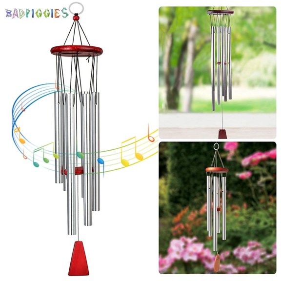 BadPiggies Wind Chimes Outdoor, Large Wind Chimes, 33" Garden Chimes with 6 Aluminum Tuned Tubes for Indoor Outdoor Garden Patio Decor, Gold