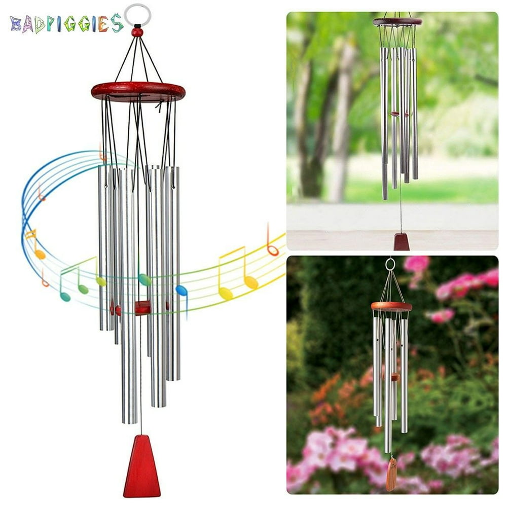 BadPiggies Wind Chimes Outdoor, Large Wind Chimes, 33" Garden Chimes with 6 Aluminum Tuned Tubes