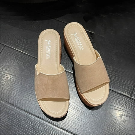 

amlbb Platform Sandals for Women Round Head Thick Sole Low Top Stitching Outdoor Sports Lace-up Comfortable Casual Shoes on Clearance