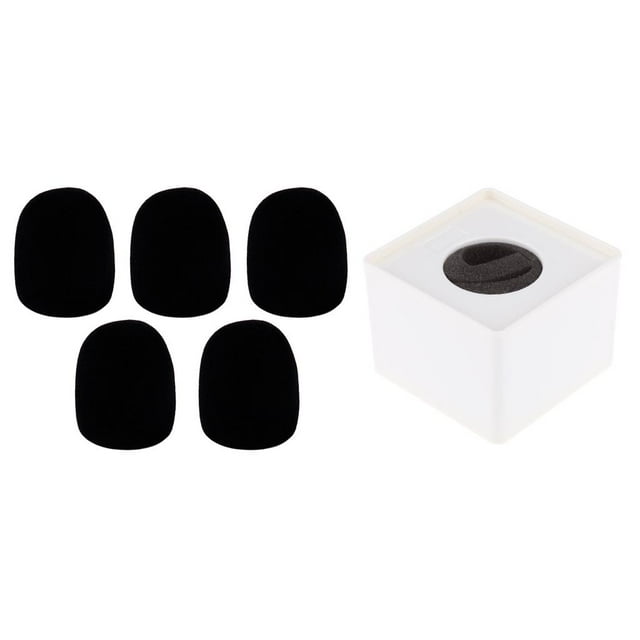 Paquete de 5 Cubiertas de Micrófono de Espuma para Micrófono + Micrófono de ABS para Entrevistas, , Cuadrado, , Bandera, Estación, Baoblaze Estación de micrófono