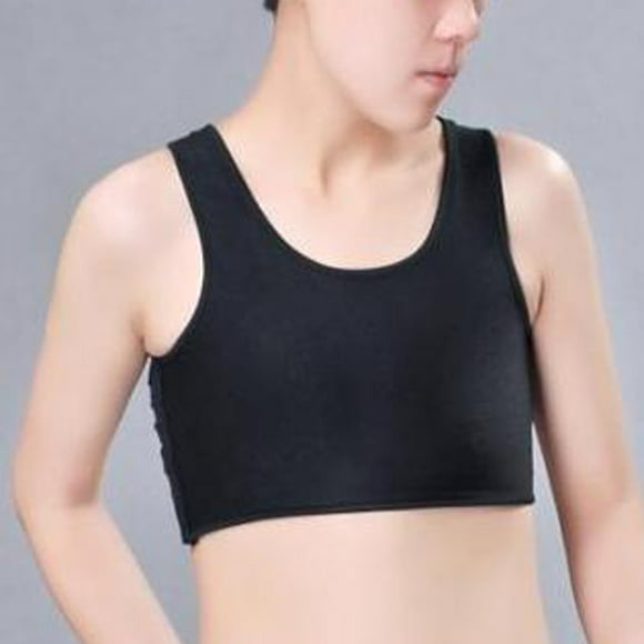 Meichang Chest Binder Tank Top for Women Half FTM Binder Trans Breathable Compression Bra Crop Tops Sleeveless Vest Short Tank Tops