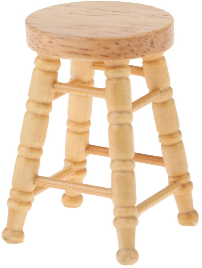 8pcs Doll House Miniature Bar Stools Furniture Living Room Wooden Chair 1:12 