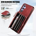 thumbnail image 3 of ELEHOLD Crossbody Wallet Case For Samsung Galaxy A34 5G,with RFID Card Slots Zipper Pocket Kickstand Function Shockproof Purse Case with Detachable Shoulder Strap,Red, 3 of 7