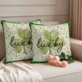thumbnail image 2 of St. Patrick's Day Pillow Covers 2 Pack Vintage Watercolor Lucky Shamrock Ombre Green Plaid Pillowcase Waterproof Outdoor Throw Pillow Cover for Patio Garden Square Cushion 26”x26”, 2 of 9