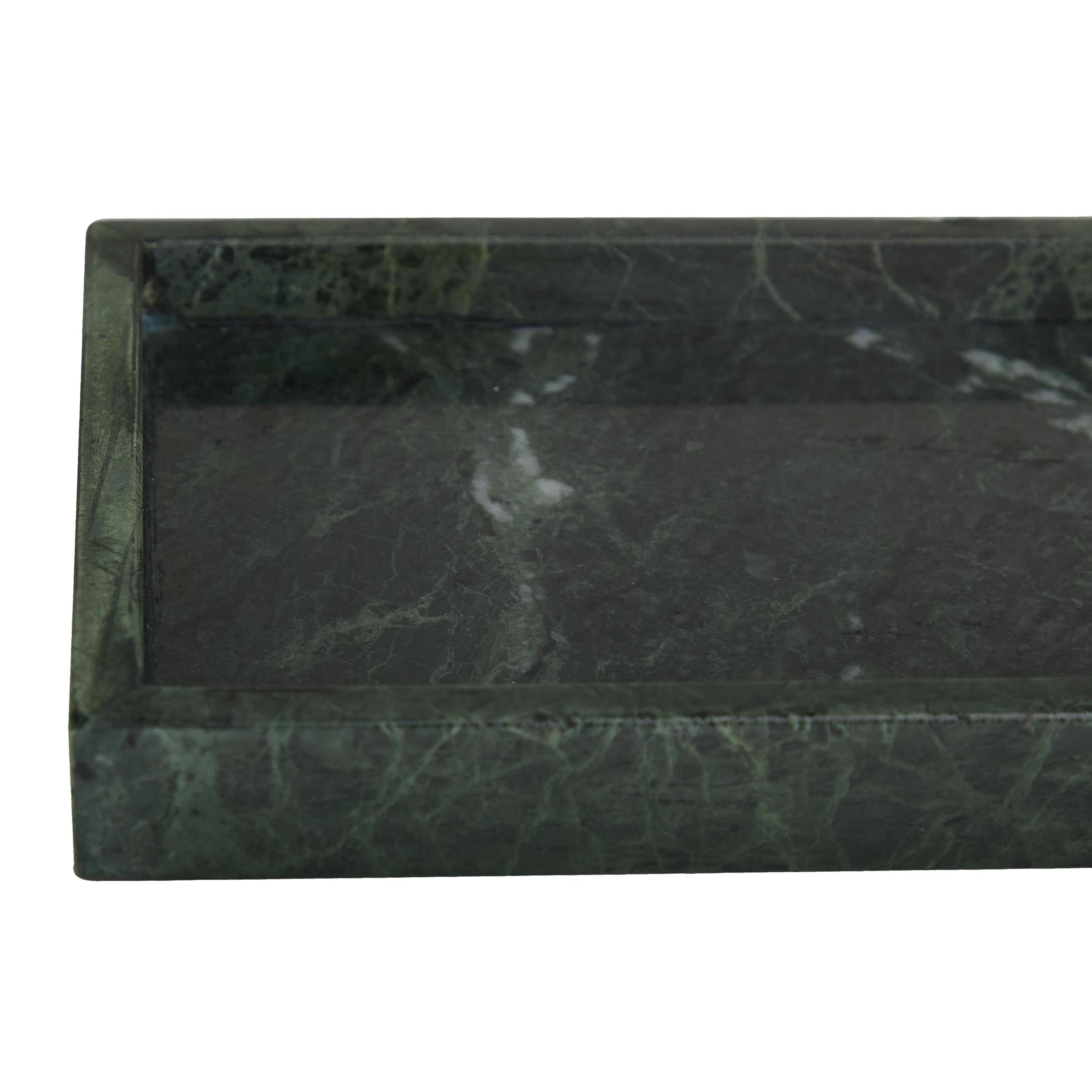 CosmoLiving by Cosmopolitan 14", 11"W Green Marble Slim Tray with Raised Edge, 2-Pieces