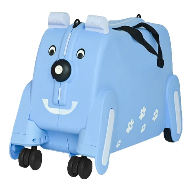 Maleta Infatil Material Pp Con Rueditas Figura Perrito Azul Claro Perrito Azul