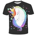 thumbnail image 1 of Camiseta de unicornio de verano para niñas, camiseta de manga corta con estampado 3D de 3 a 14 años, camisetas para niños, camisetas bonitas con dibujos animados, ropa para niños 7T Gao Jinjia LED, 1 of 2