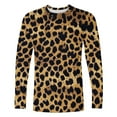 thumbnail image 4 of Tawop Men's T-Shirts Crew Neck Long Sleeve Pullover Graphic Leopard Workout Casual Coffee L, 4 of 4