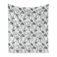 thumbnail image 1 of Grey Soft Flannel Fleece Throw Blanket, Modern Graphic of Flowers and Branches with Simple Pure Patterns Boho Print, Cozy Plush for Indoor and Outdoor Use, 60" x 80", Grey White, by Ambesonne, 1 of 5