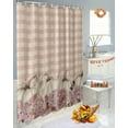 thumbnail image 5 of Fall Thanksgiving Shower Curtain Set ，Waterproof Fabric Shower Curtains Pumpkin Hydrangea Pink Plaid Linen Shower Curtains for Bathroom,Bathroom Decor 72"x72", 5 of 7
