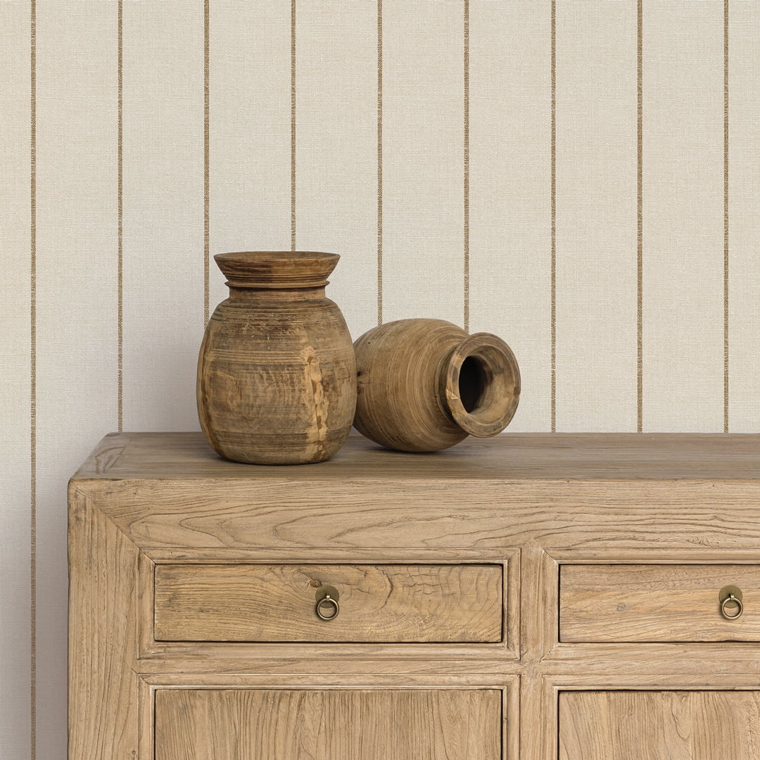Tempaper x Pure Salt Textured Cocoa Bursa Stripe Removable Peel and Stick Wallpaper, 20.5 in X 16.5 ft