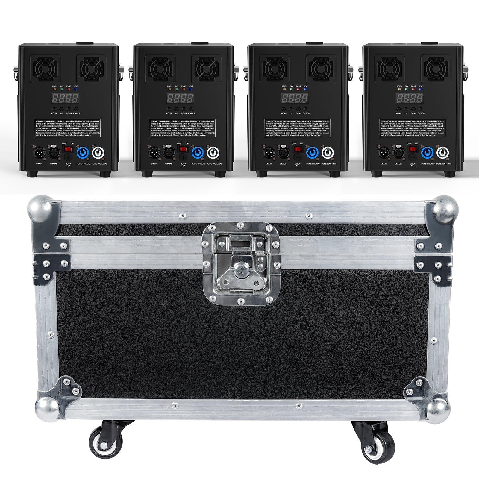 JAJALUYA Premium Leather 4-Piece DJ/Stage Case - DMX Cold Spark Machine Protective Storage