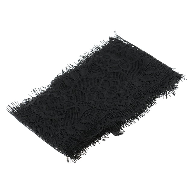 3 yardas de tela de ajuste de encaje de pestañas suaves negras / blancas para coser apliques 黑色 Sunnimix Ajuste del cordón