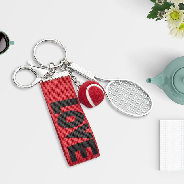 Llavero creativo Macarena raqueta de tenis Llavero de pelota de tenis aleación regalo Rojo