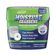 (2 pack) Concrobium Moisture Grabbers Refillable Moisture Absorber Container, Fragrance Free, 12.3 oz Tablet