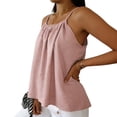 thumbnail image 6 of Miluxas Women's Solid Spaghetti Strap Cami Top Textured Ruched Casual Loose Fit Sleeveless Tank Tops Pink, 6 of 8