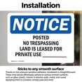 thumbnail image 3 of (2 Pack) Posted No Trespassing Land Is Leased For OSHA Notice Sign, 3 of 7