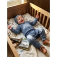 thumbnail image 5 of BemeyourBBs Newborn Baby Boy Little Brother Outfit Rib Knit Romper Letter Embroidered Long Sleeve Infant Spring Fall Winter Clothes Bodysuits Jumpsuits with Hat, 5 of 9