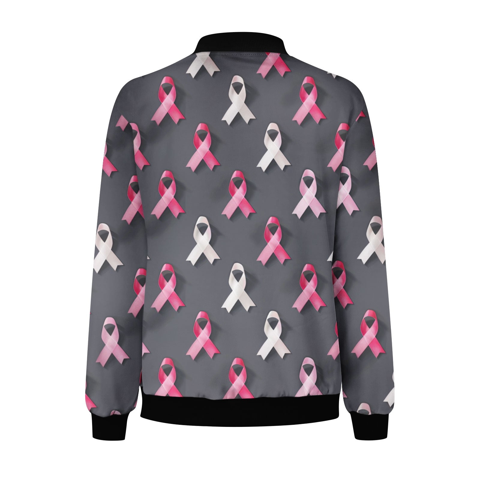新品 over ribbon jacket Luxalzxs Womens Breast Cancer Jacket Pink Ribbon Print Long