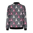 thumbnail image 3 of Hvyesh Jackets for Women Breast Cancer Awareness Bomber Jackets Long Sleeve Zip Up Casual Coats Fall Pink Ribbon Print Fashion Outfits Gray, 3 of 4