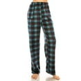 thumbnail image 2 of Womens Ladies Plush Fleece PJ Pajama Pants, Blue Plaid, Size M, 2 of 3