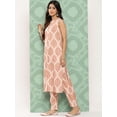 thumbnail image 4 of Janasya Indian Women's Light Peach Crepe Digital Printed Kurta with Pant, 4 of 7