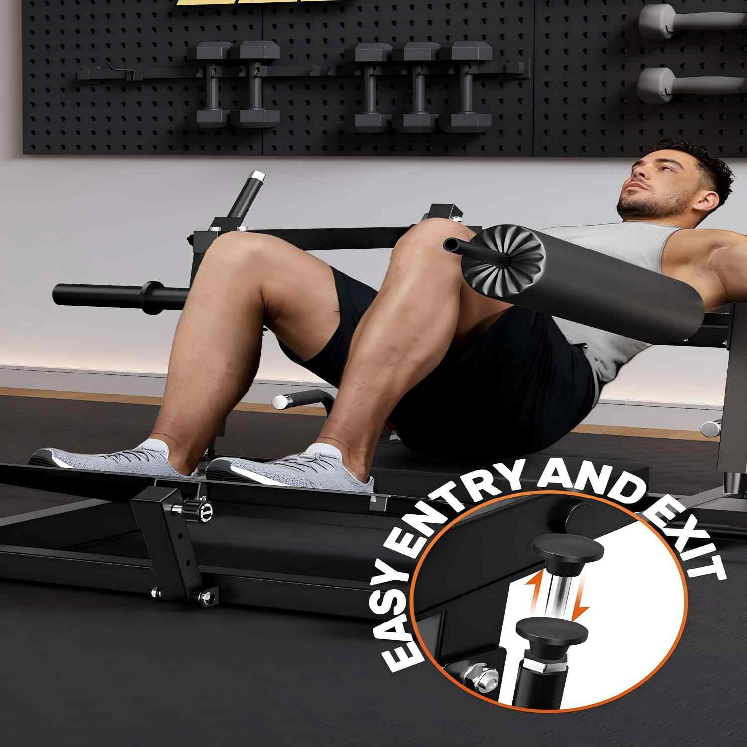 FORGEMUS Hip Thrust Machine,800LBS Glute Bridge Machine with Weight Holder,Duty Glute Bridge Adjustable Footboard for Home Gym