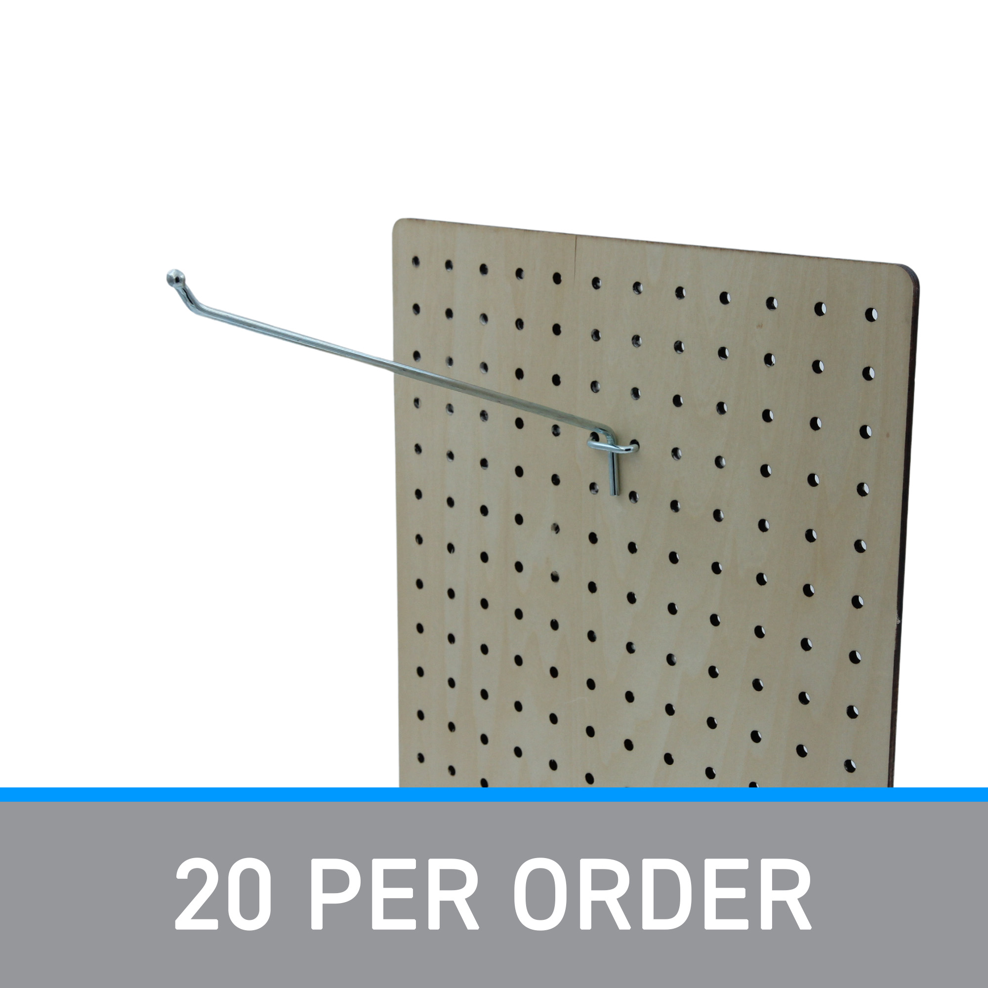SSWBasics 10 Inch Chrome Pegboard Hooks - 20 Pack of Peg Board Hooks - Durable Pegs for Pegboard - Fits 1/4" or 1/8" Holes - Ideal for Organizing Tools and Accessories