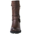 thumbnail image 4 of GLOBALWIN Women's Fall Fashion Biker Boots Mid Calf Boots for Women Brown 5.5M, 4 of 7
