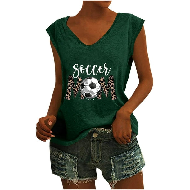 Camisetas sin mangas con cuello en V de verano para mujer, camisetas de manga corta con estampado de elementos de béisbol Retro OAVQHLG3B Store lin121212