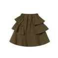 thumbnail image 3 of LittleSpring Jean Skirt for Little Girls Pleated Elastic Waistband Skirts with Liner Army Green Tutu Skorts Size 7-8, 3 of 6