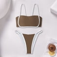 thumbnail image 2 of Womens Swimsuits Spaghetti Strap Brassiere With Thongs Retro Sexy Brazilian Two Piece Bikini Sets For Women Swimwears Activewear,Brown,L, 2 of 7