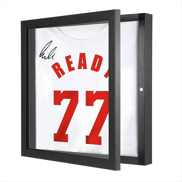 para Exhibir Camisetas, 33 X 33 cm, Imitación Madera Negra, con Protección UV del 98 % en Acrílico, Vitrina.