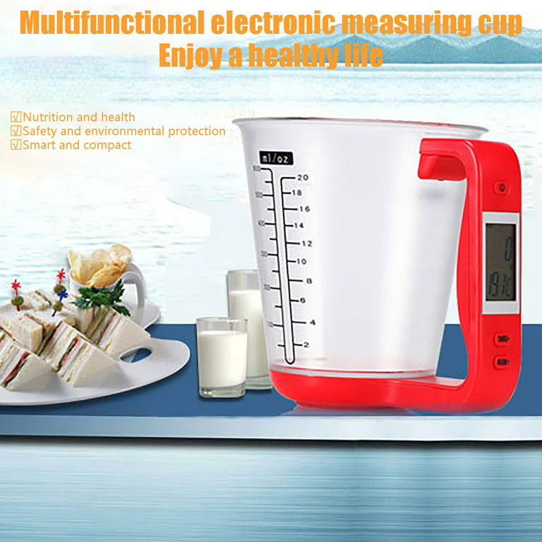  Kitchen Scale Digital Measuring Cup 1kg/600ml Food Scale Weight  Scale Scales Weighing Water Milk Flour Sugar Oil Coffee Liquid Baking  Cooking Plastic Measuring Cups Grams and Ounces (Red): Home & Kitchen
