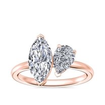 Diamond-Capitals 2.50 Ct Unique Marquise Shape Moissanite Two Stone Anniversary Ring for Ladies Solid 14K Rose Gold Size 3.5